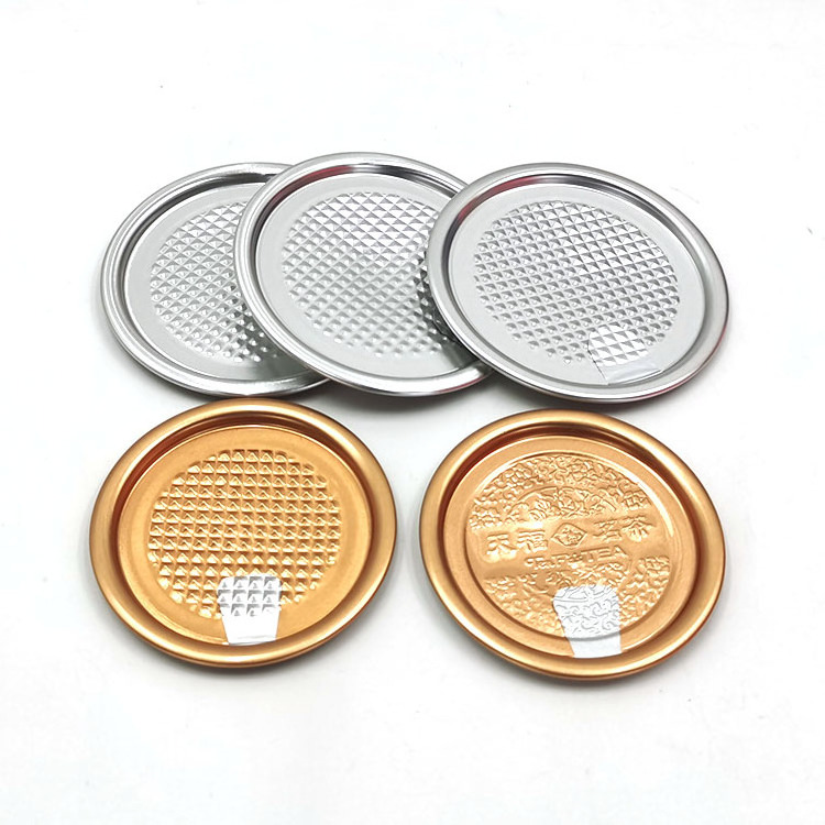 73 mm Diameter 300D Gold Silver Aluminum Foil Cans Lids Easy Peel-Off Ends Paper Canister Aluminum Covers Paper Closures