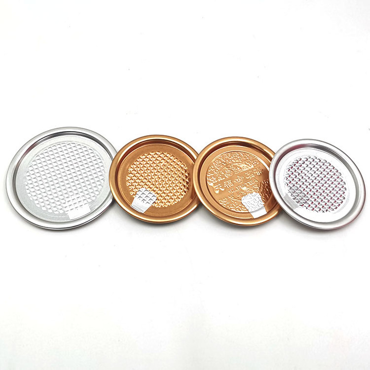 73 mm Diameter 300D Gold Silver Aluminum Foil Cans Lids Easy Peel-Off Ends Paper Canister Aluminum Covers Paper Closures