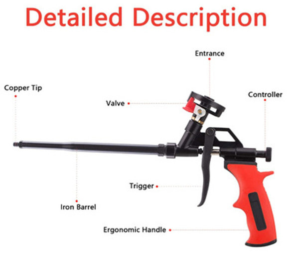 Polyurethane Foam Spray Caulking Gun China Factory Direct Sale PU Foam Gun No-clean PTFE Coat gun