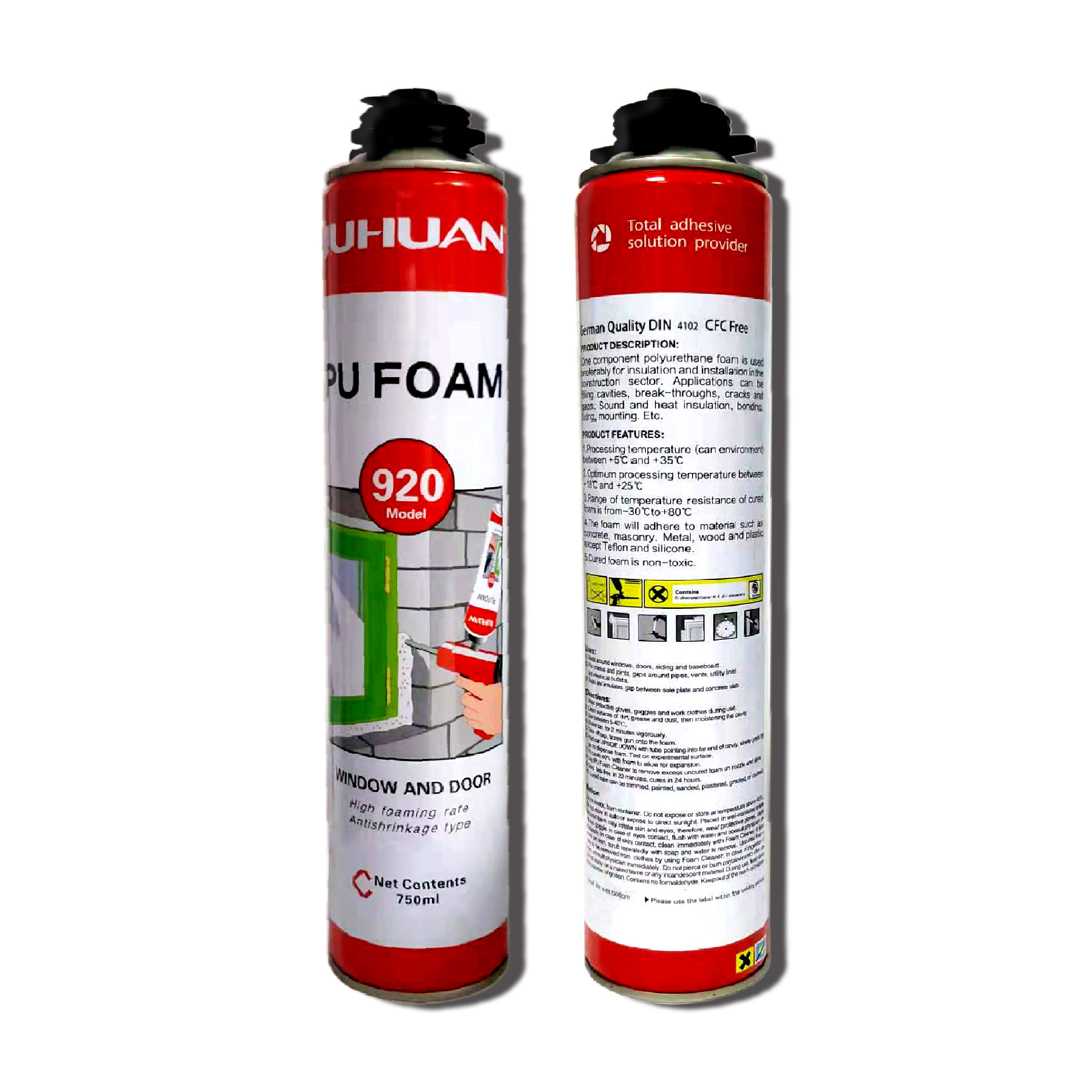 Juhuan Economical All Purpose Expanding Pu Foam Large Mounting Expansion Polyurethane Foam Closed Cell Foam Spray Insulation