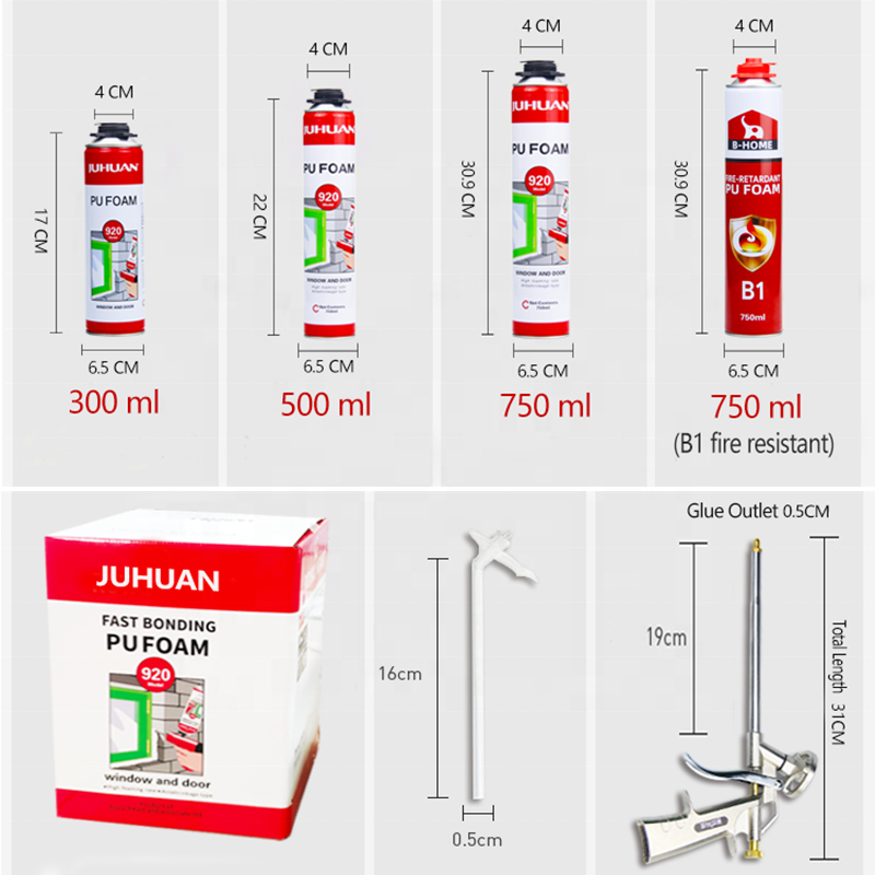 JUHUAN 920 Filling PU Spray Polyurethane Foam for Mounting Window and Door