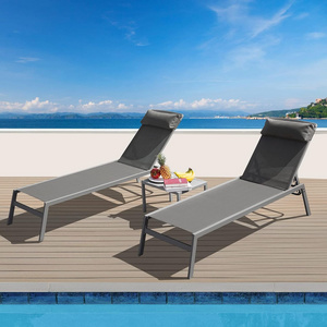 Aluminum Chaise Lounge Outdoor Patio Chaise Lounge Chairs Pool Chaise Lounge for Sun Tanning Lay Flat Poolside Lounger