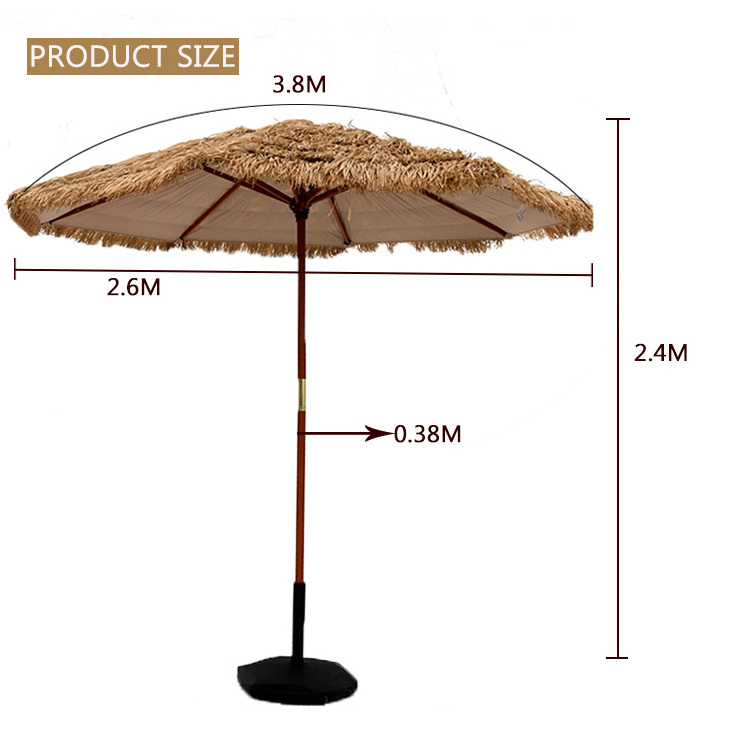 High Quality Outdoor Waterproof PP Straw Cover Outdoor Patio Sunshade Garden Parasol Umbrella