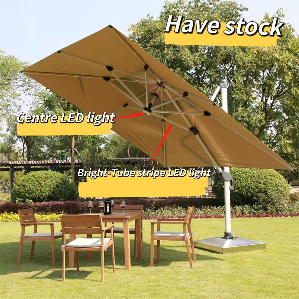 High Quality solar led patio umbrella outdoor parasol large roman umbrella