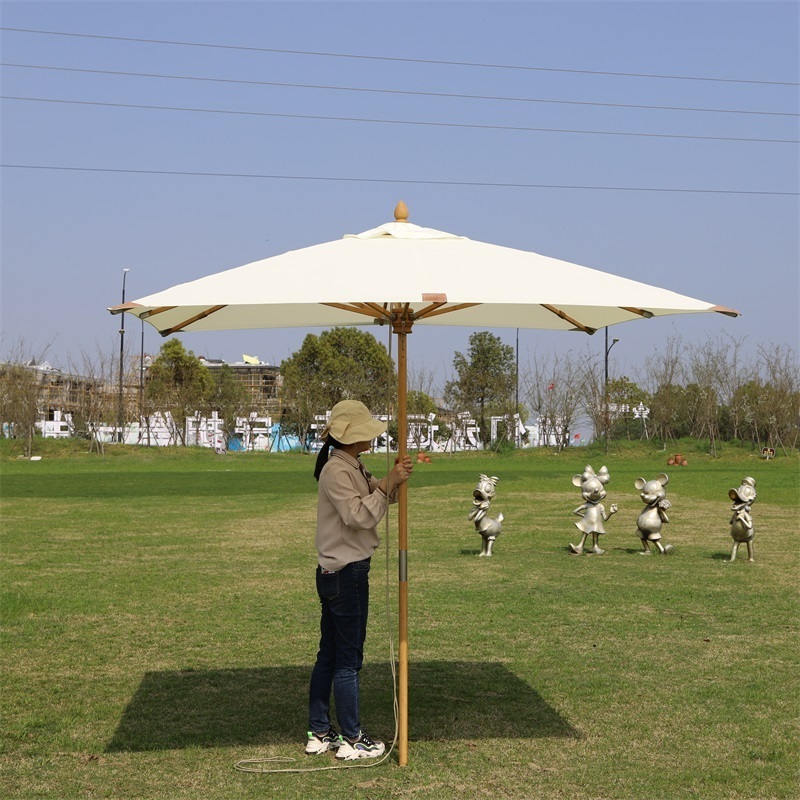 2.3 X2.3 M Bamboo Parasol Patio Garden Bamboo Parasol Umbrella Outdoor Large Centre Pole