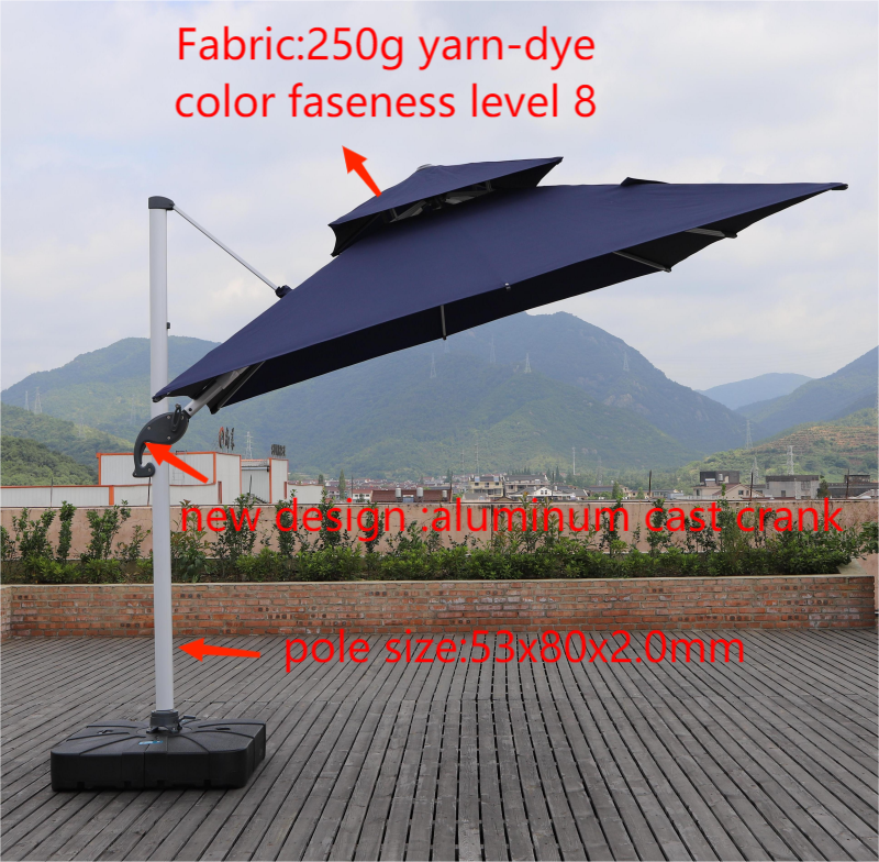 2023 Best Sale 10*10 Ft Cantilever Square Aluminum Roma Parasol Outdoor Garden Roma Patio Umbrellas