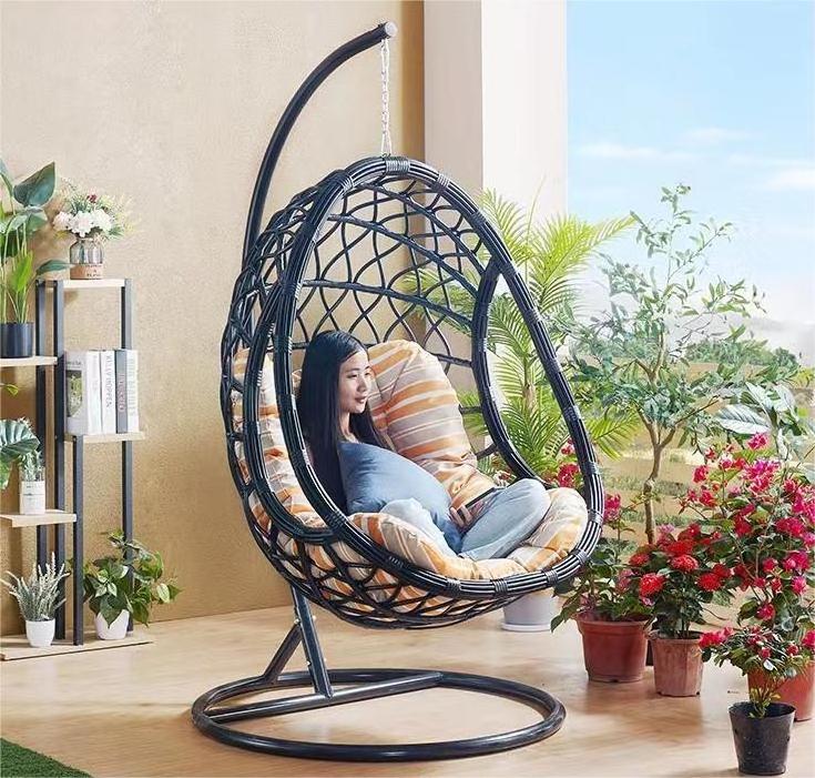 Courtyard Egg Chair Balcony Patio Garden Indoor Outdoor Furniture Metal Rattan Wicker Swing Hanging Chair