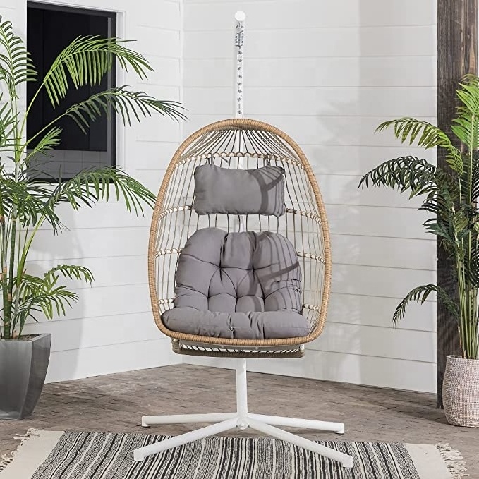 Wholesale Hammock Rope Folding Hanging Egg Garden Folding Rattan Swing Chair Outdoor Furniture For Indoor Or Outdoor