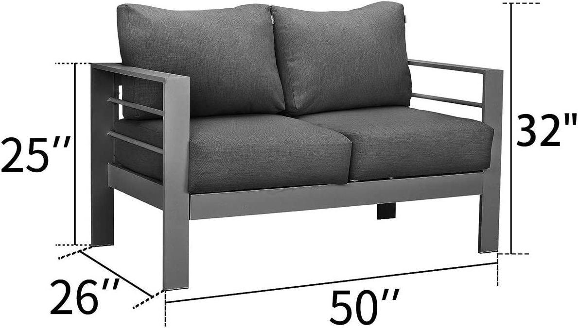 High Fashion Aluminum Sofa Chairs Set Modern Living Room Patio Furniture with Cushion for Outdoor Indoor