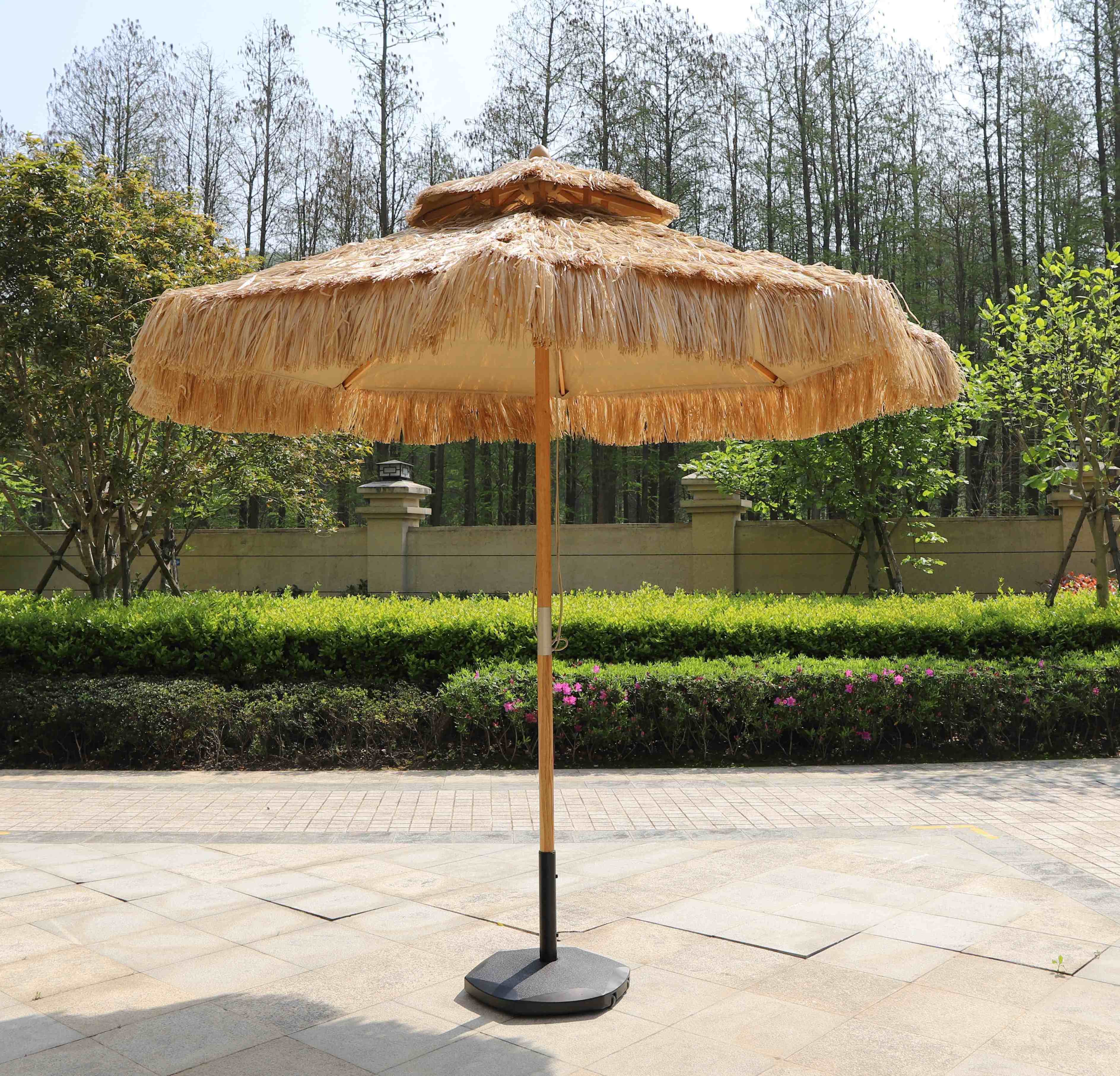 9' Large Size Umbrella Beach Tiki Sun Shade Umbrella Waterproof Hawaiian Hula Beach Umbrella Patio Used Straw PP Material