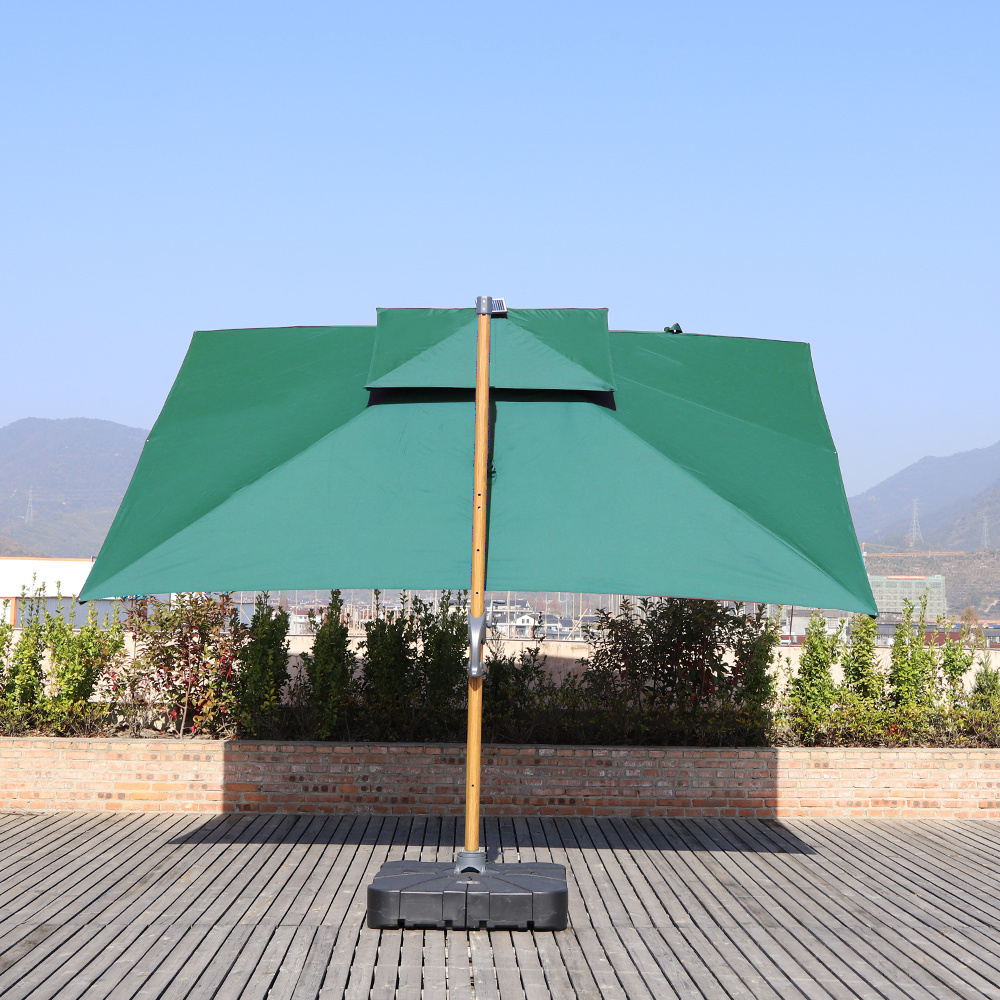 10 feet durable garden double top roman cantilever umbrella with solar power led lights