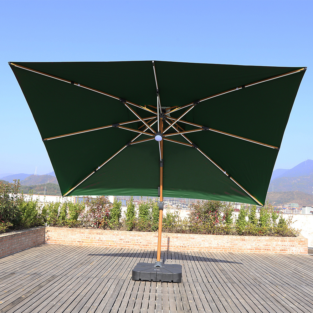 10 feet durable garden double top roman cantilever umbrella with solar power led lights