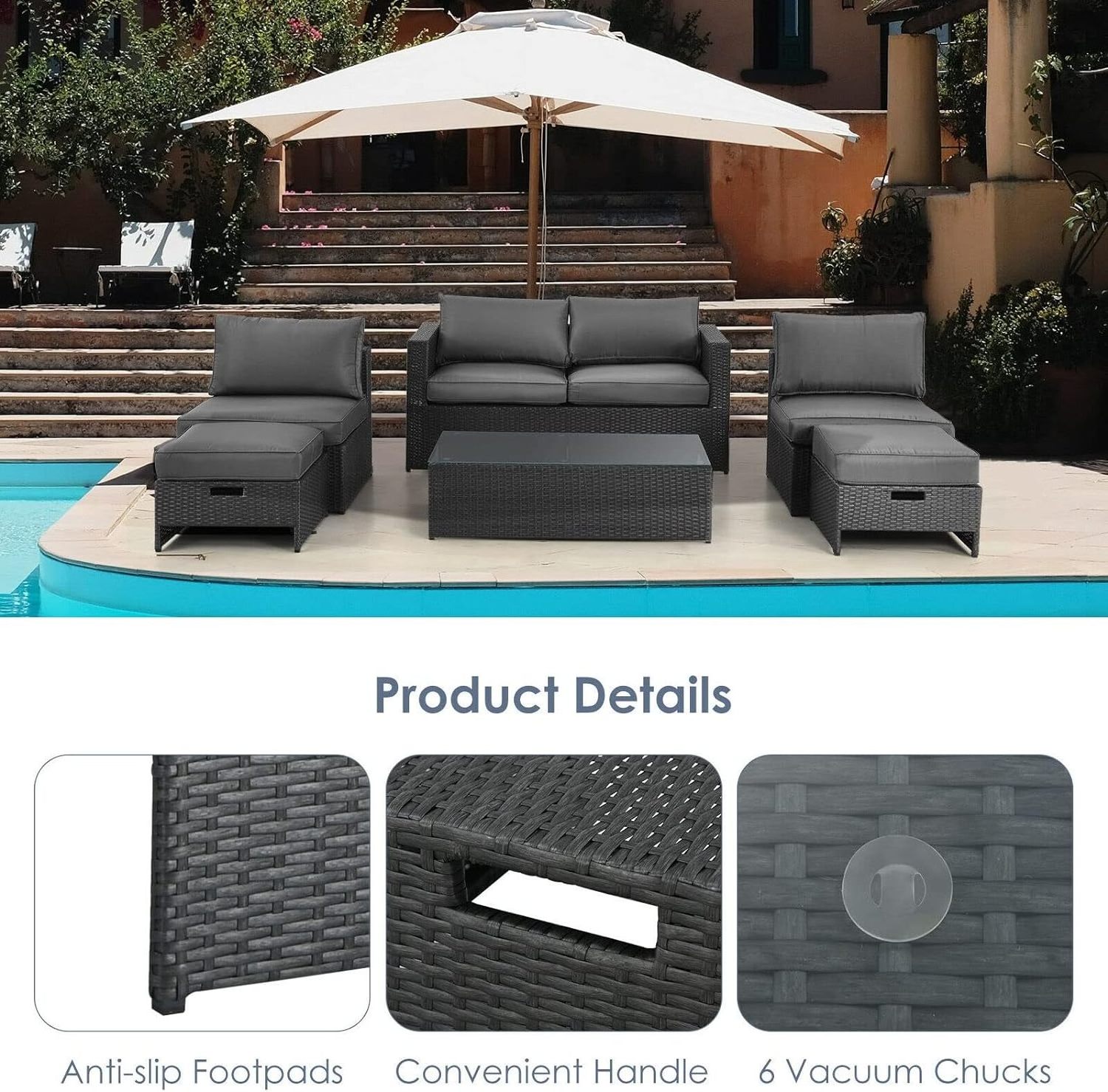 Sectional Plastic Wicker Rattan Synthetic Home And Garden Outdoor Furniture Sofa Set Luxury