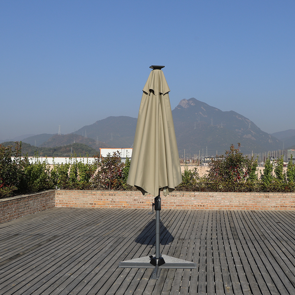 3m solar powered led outdoor cantilever hanging  Cafe parasol stand 360 rotation roma umbrella