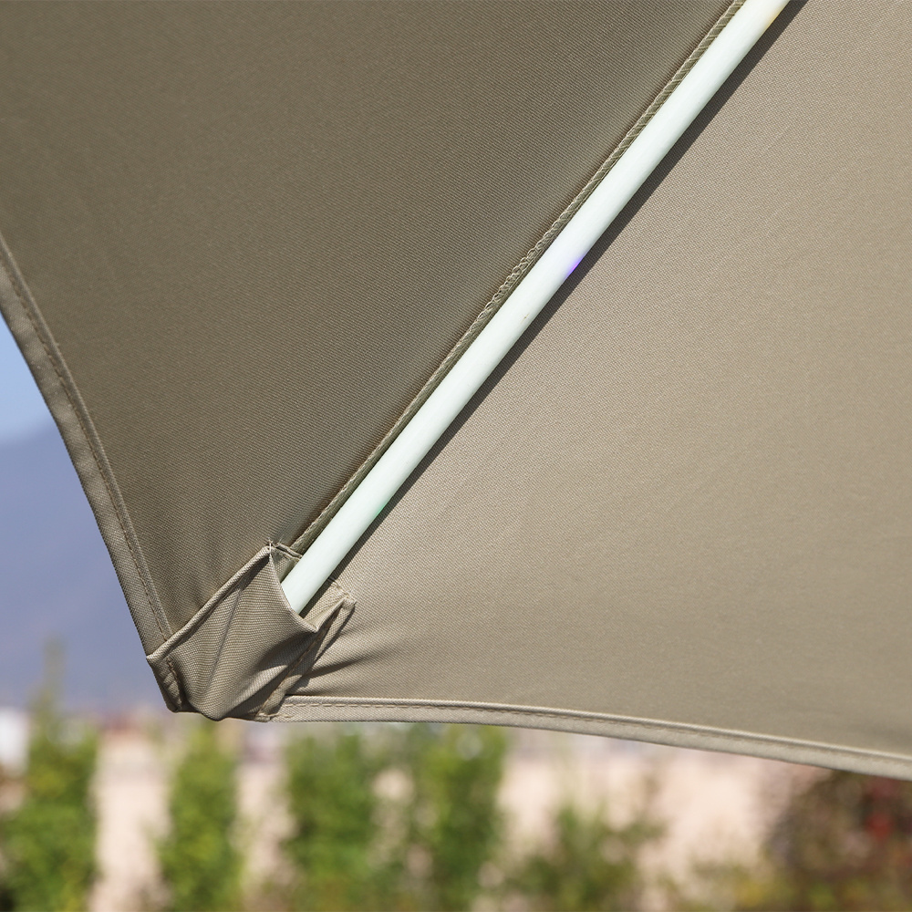 3m solar powered led outdoor cantilever hanging  Cafe parasol stand 360 rotation roma umbrella