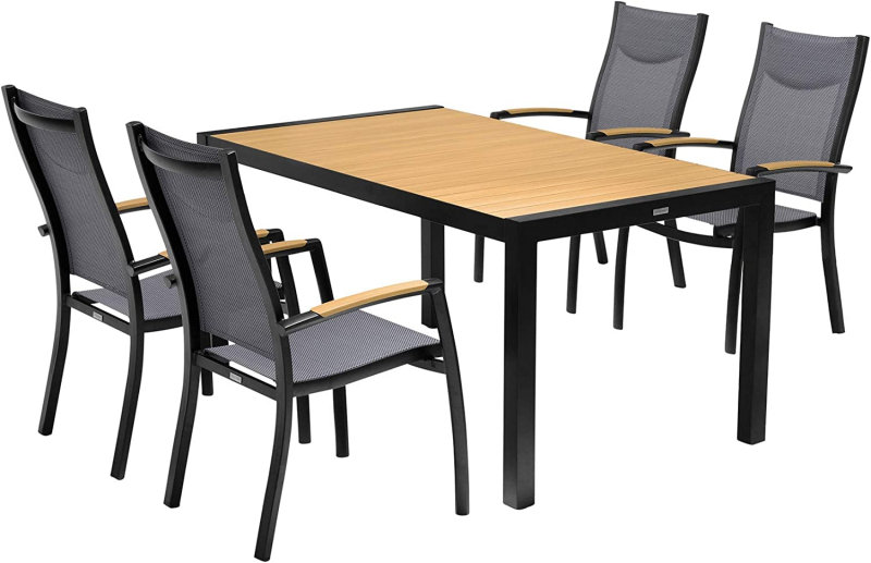 Modern Hot selling good quality outdoor aluminum patio furniture  dining set plastic wood table set garden furniture