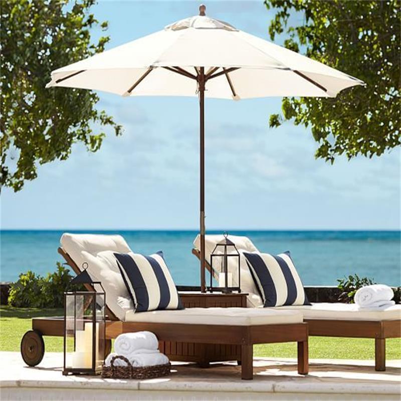 9ft Wooden Outdoor Patio Umbrella W/Pulley Market Garden Yard Beach Deck Cafe Decor Sunshade