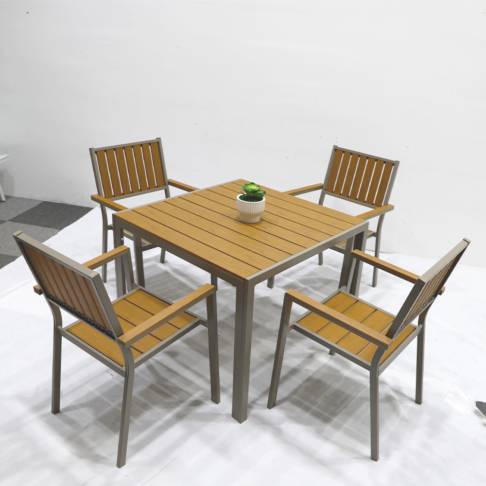 5pcs garden table chair 4 seater square modern aluminium outdoor garden table sets