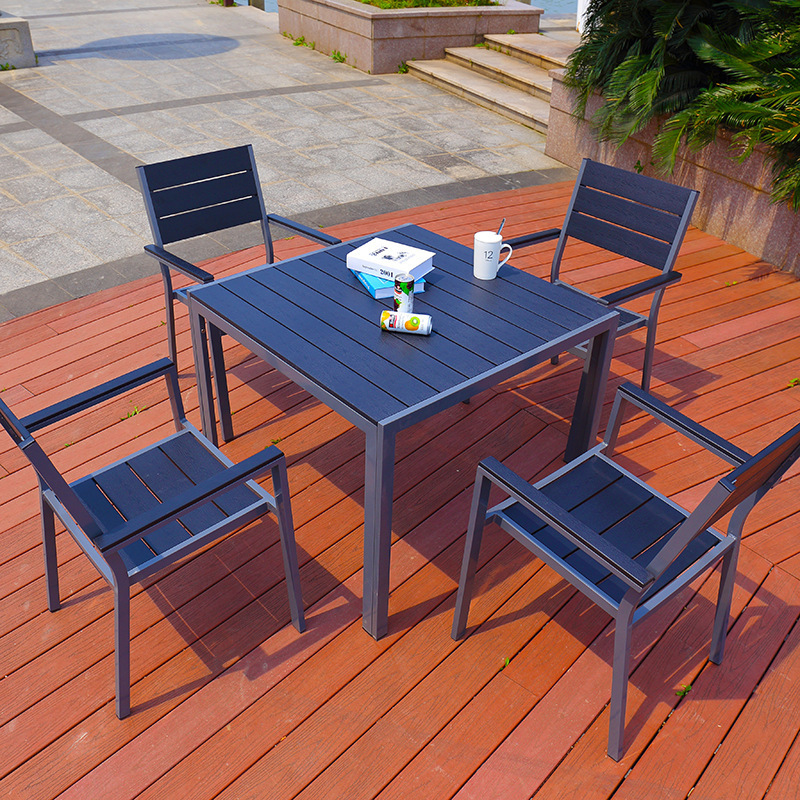 5pcs garden table chair 4 seater square modern aluminium outdoor garden table sets