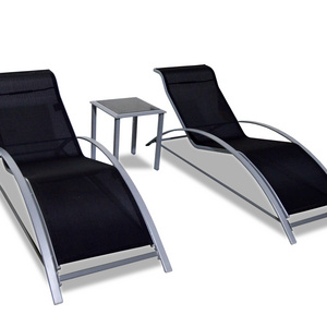 Patio Chaise Lounge Set of 3 Outdoor Lounge Chair Lounger Recliner Chairs with Arm for All Weather, Side Table Included