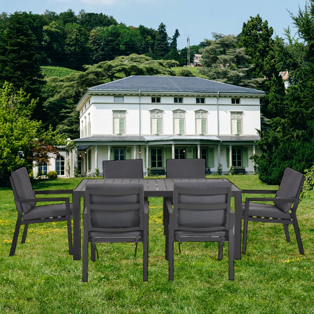 Aluminum Rectangle Table And 6 Chairs Leisure Garden Table And Chair Set Garden Furniture Outdoor