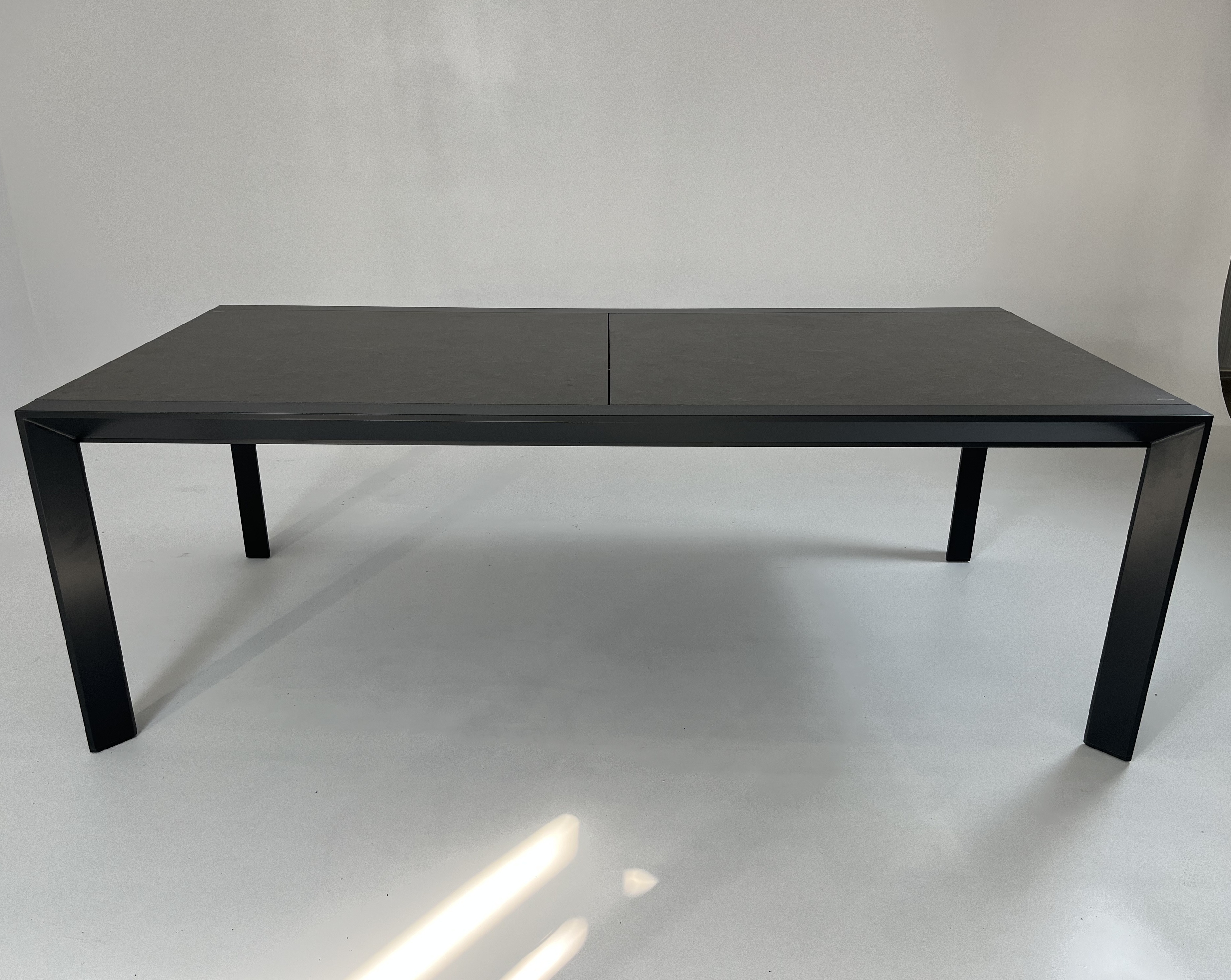 220/340  Extension Aluminium Frame Ceramic Effect Glass Top Extendable Top Dining Table