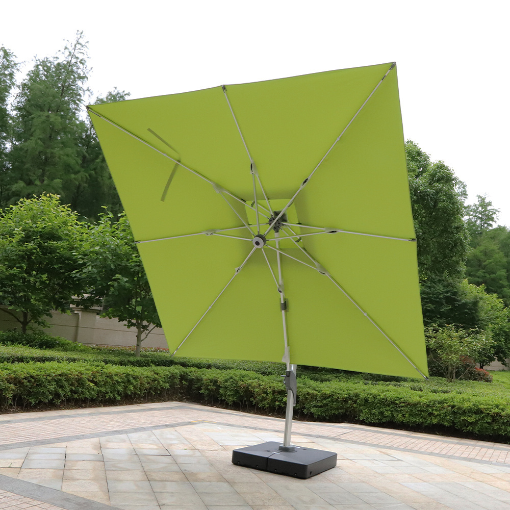 Square Cantilever Umbrella 360 Degree Rotation Offset Patio Umbrella with Easy Tilt Lemon Green