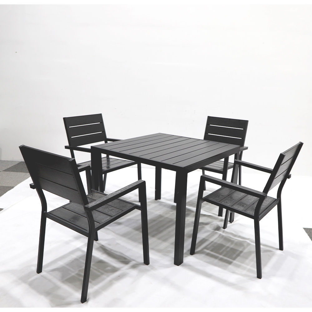 5pcs garden table chair 4 seater square modern aluminium outdoor garden table sets