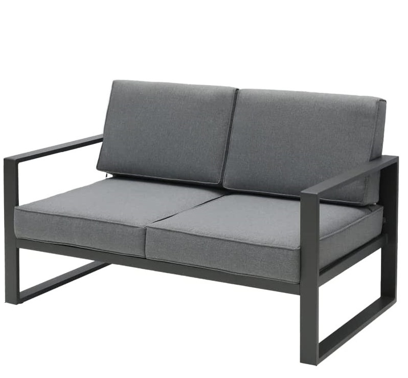 Patio Furniture Aluminum Outdoor Loveseat, All-Weather Patio Sofa Modern Metal  Chair with Removable, Water-Resistant Cushion