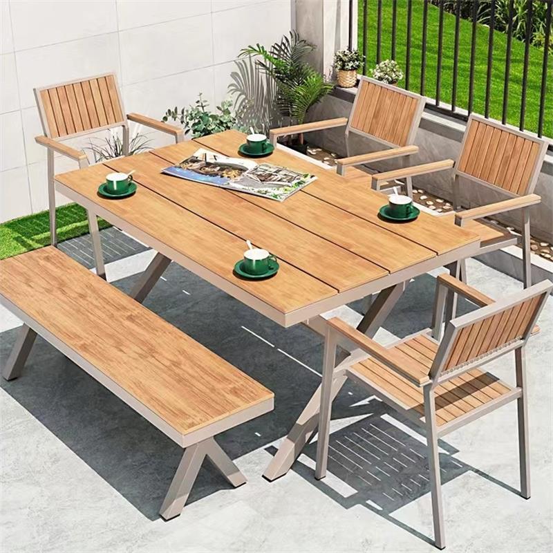 New Design Outdoor Restaurant Furniture Set Wood Plastic Chairs and Tables Outdoor Patio Furniture