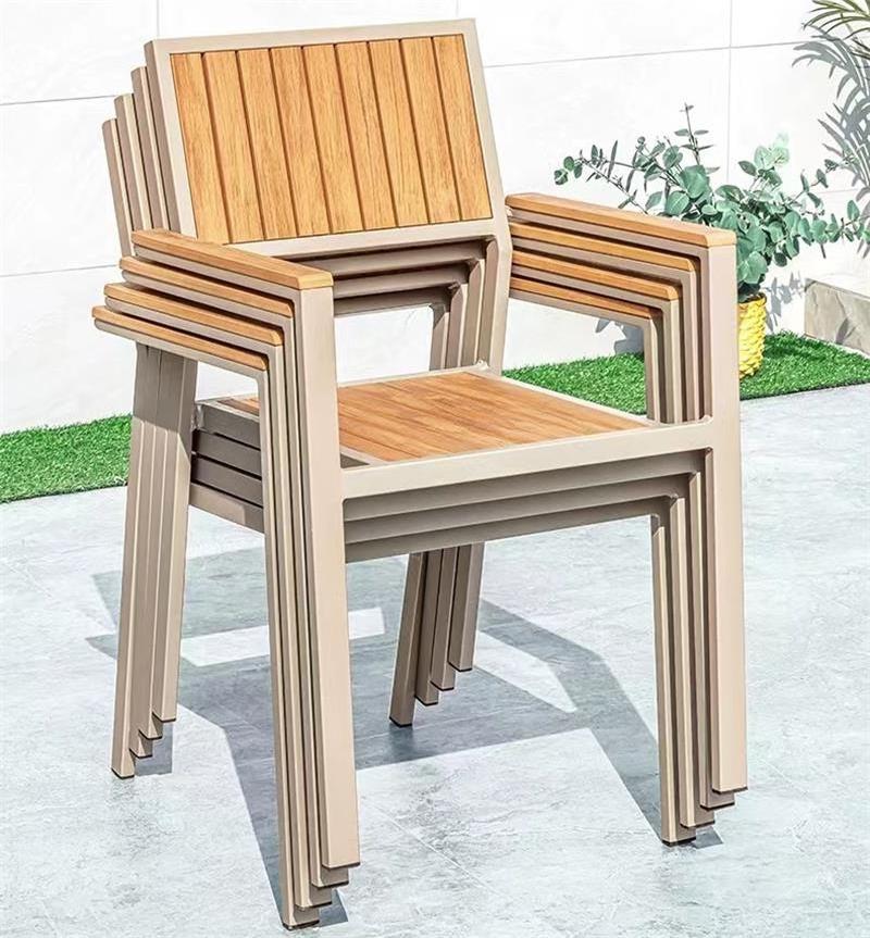 New Design Outdoor Restaurant Furniture Set Wood Plastic Chairs and Tables Outdoor Patio Furniture