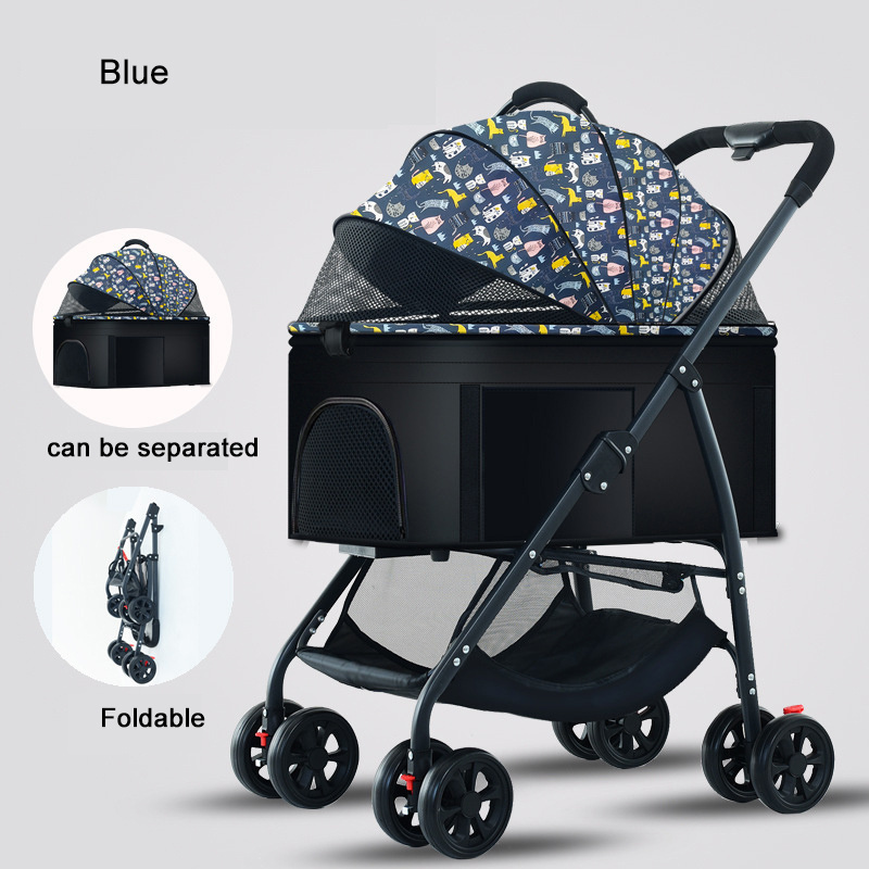 Juice Pet Foldable Pet Dog Stroller Travel Bag Cat Cart Carrier Double Stroller Cheap 4 Wheel Small Pet Stroller For Cat