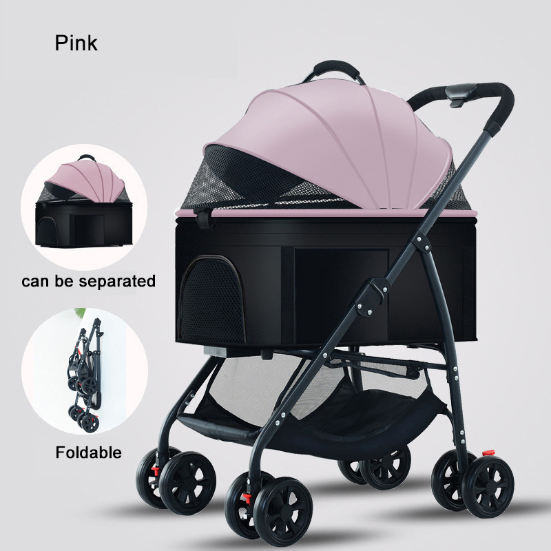 Juice Pet Foldable Pet Dog Stroller Travel Bag Cat Cart Carrier Double Stroller Cheap 4 Wheel Small Pet Stroller For Cat