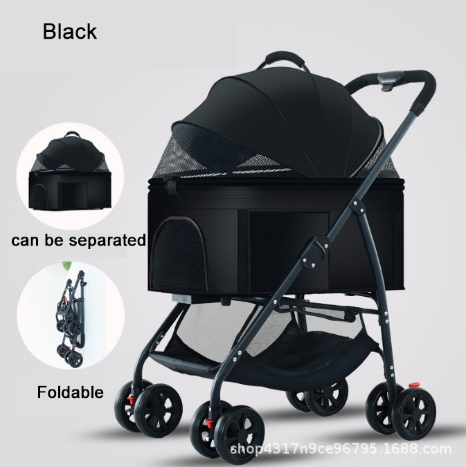 Juice Pet Foldable Pet Dog Stroller Travel Bag Cat Cart Carrier Double Stroller Cheap 4 Wheel Small Pet Stroller For Cat