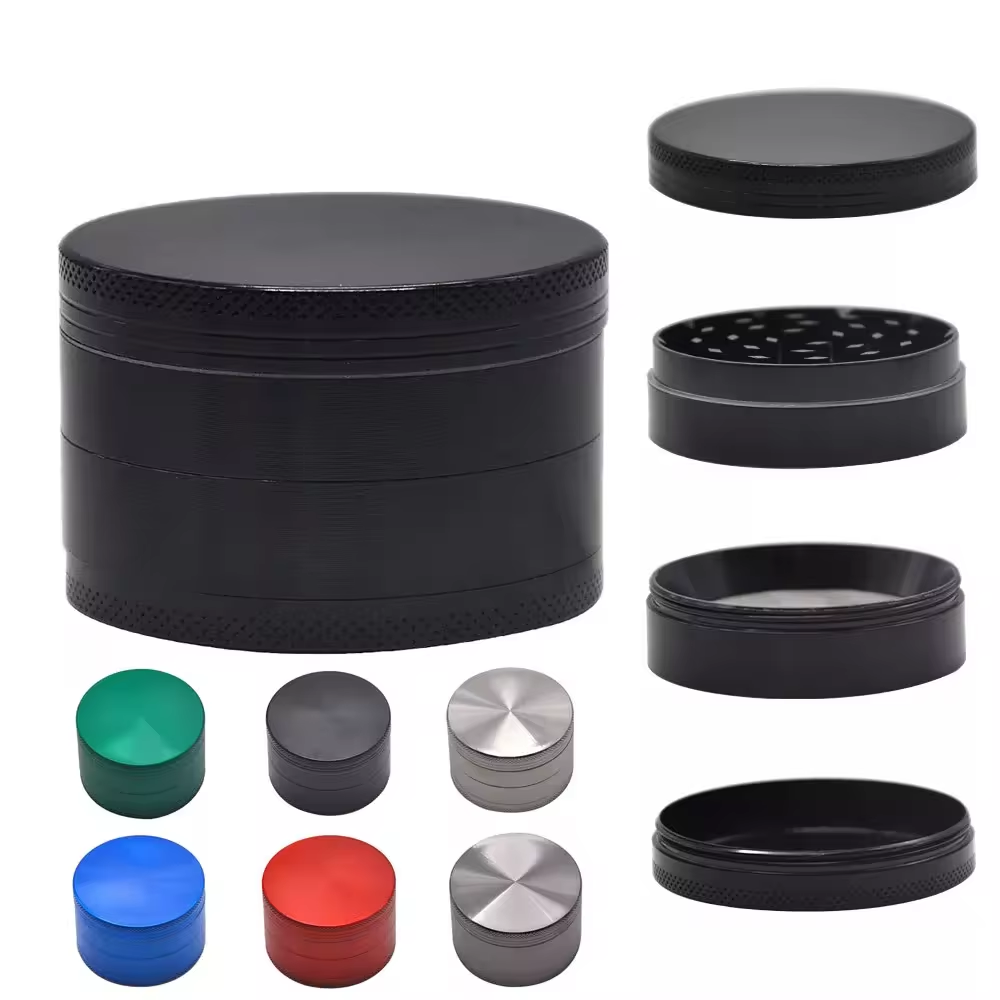 Juji Factory Wholesale China Factory Price 50mm/55mm/63mm Aluminium Zinc Herb Grinder Custom Logo Metal Herb Grinder