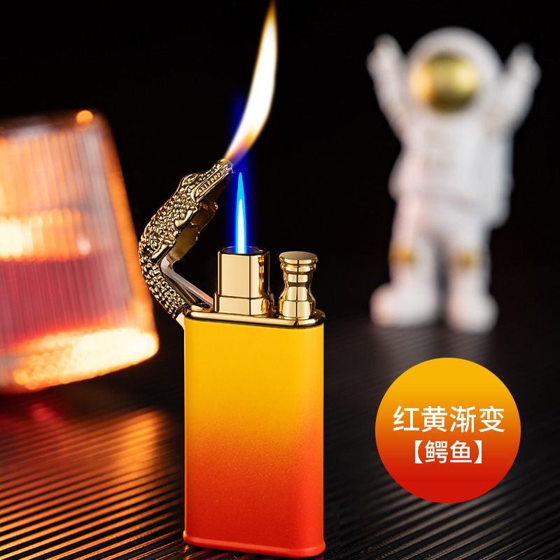 JUJI Double flame lighter custom logo lighter Straight flame gas flame lighter for cigarette