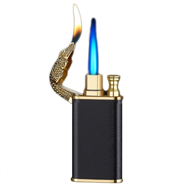 JUJI Frosted Crocodile Dolphin Model Metal Butane Lighter Double Flame Cigarette Lighter Custom Logo