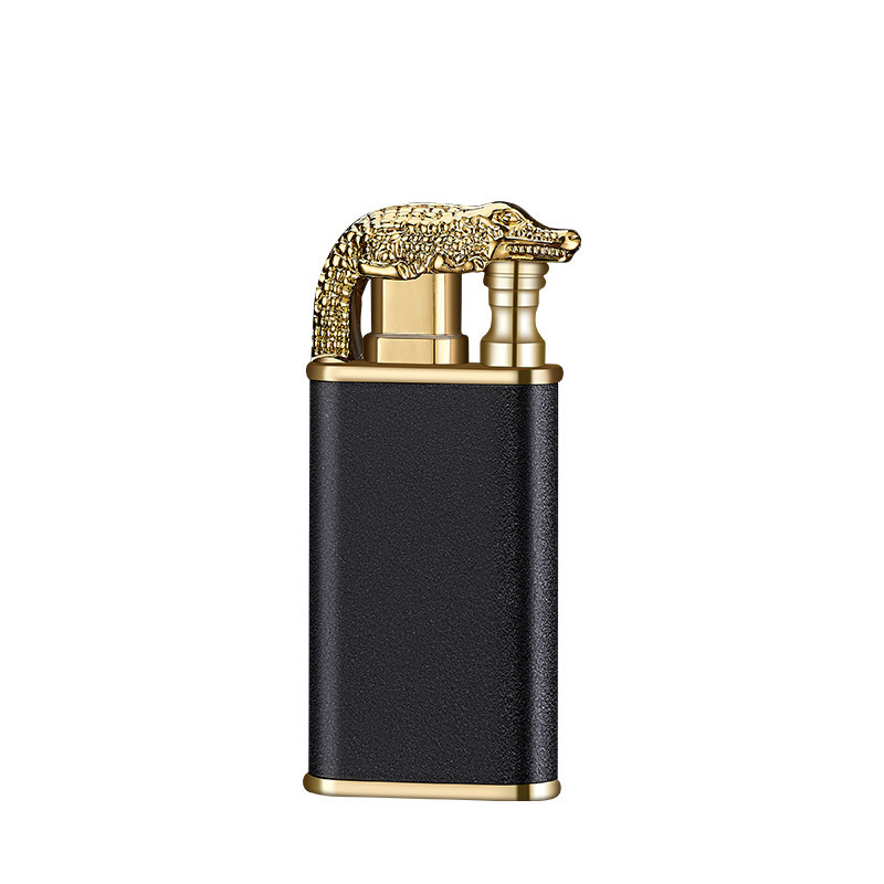 JUJI Frosted Crocodile Dolphin Model Metal Butane Lighter Double Flame Cigarette Lighter Custom Logo