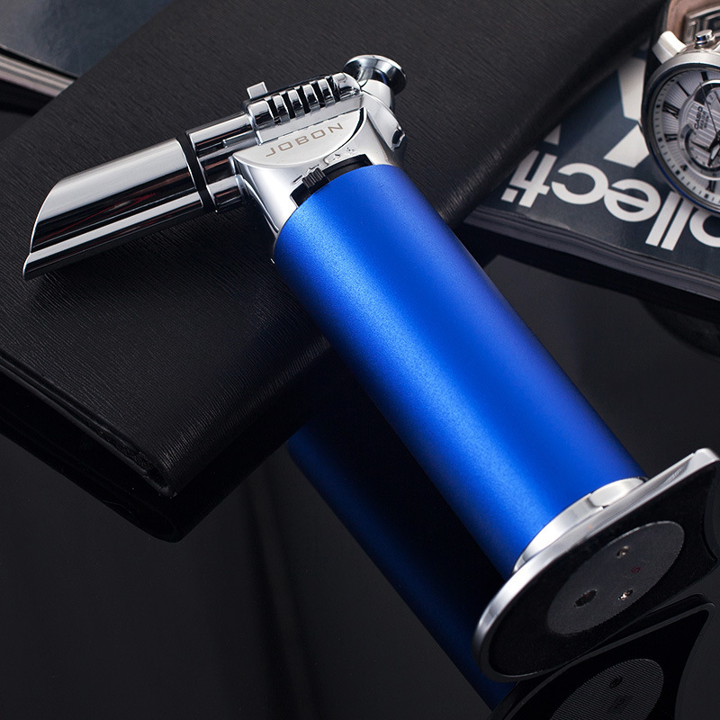 JUJI 2023 Wholesale High Quality Custom LOGO Long Table refillable Butane Windproof Jet Torch Lighters for Smoking Cigar Lighter