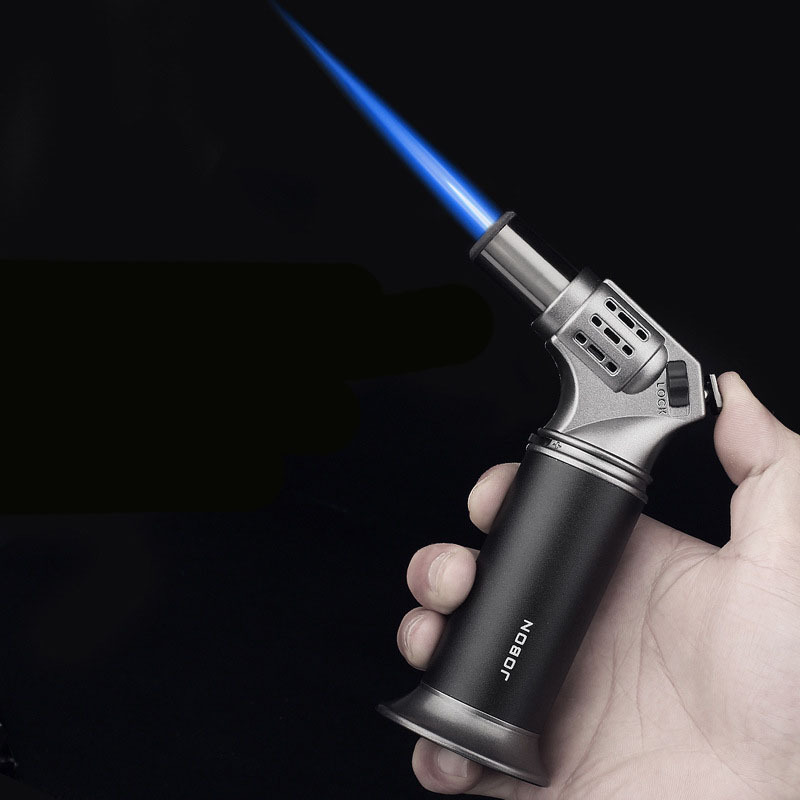 JUJI 2024 Hot Sale Gun Shape Cigar Lighter Customize Logo Refillable Butane Jet Torch Lighters With Gift Box Cigar Accessories