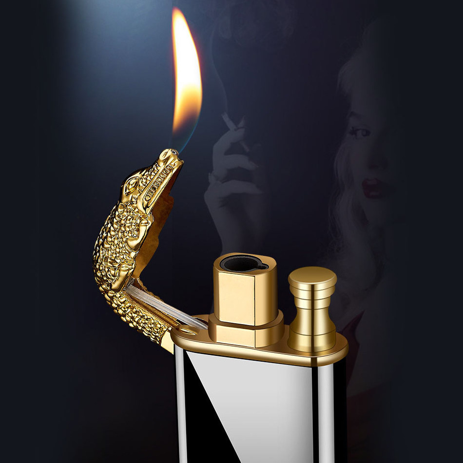 JUJI High Quality Double Flame Lighter Custom Logo Lighter Straight Flame Gas Flame Lighter For Cigarette