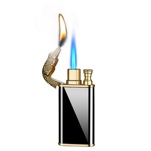 JUJI High Quality Double Flame Lighter Custom Logo Lighter Straight Flame Gas Flame Lighter For Cigarette