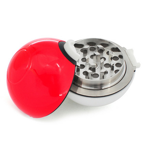 JUJI Hot Selling 3 Layers Metal Cartoon Cute Poke Ball Smoking Dry Tobacco Herb Grinder With Gift Box