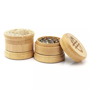 JUJI Manufacturer Wholesale 3 Piece Custom Laser Printing 63mm Wood Herb Grinder with Zinc Sharp Teeth