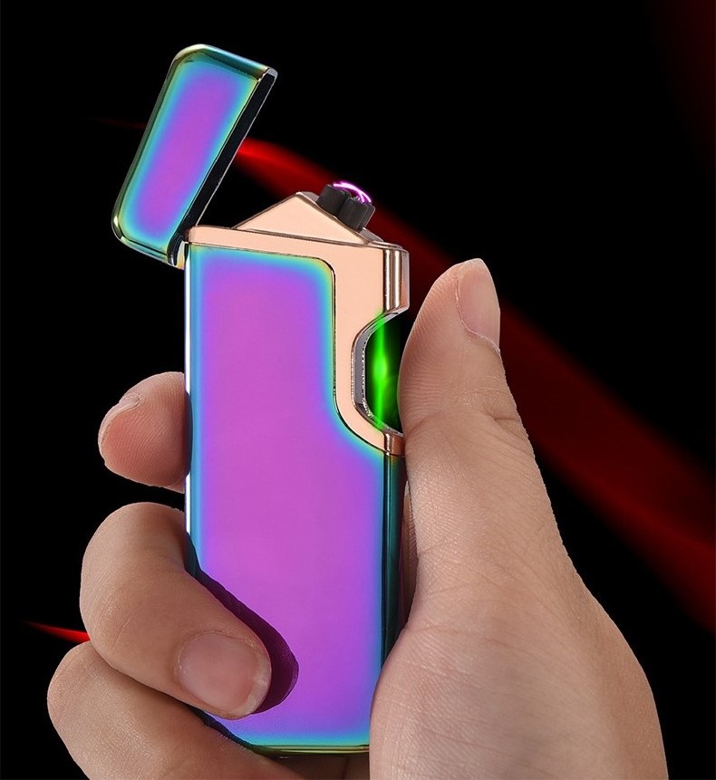 2024 USB Rechargeable Windproof Flameless Cigarette Lighter Custom Logo Double Arc Lighters for Smoking