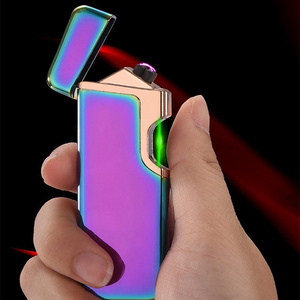 2024 USB Rechargeable Windproof Flameless Cigarette Lighter Custom Logo Double Arc Lighters for Smoking