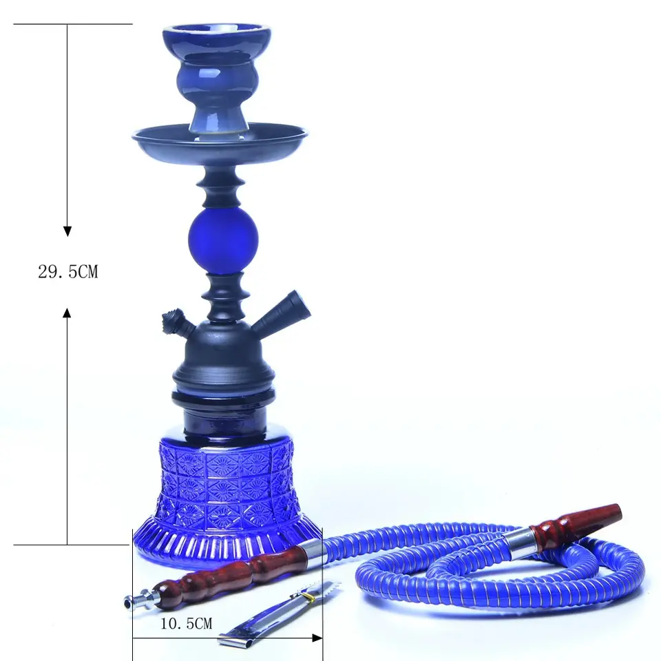 Juji 2023 New Hookah Set Arabic Single Pipe Portable Blue Hookah Premium Hookah 1 Hose Set Smoking Accessories