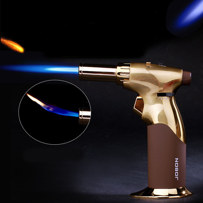 JUJI Big Wholesale Gun Cigarette Customized Smoke Custom Logo Butane Gas Jet Flame Kitchen Torch Lighter For Candle Cigar