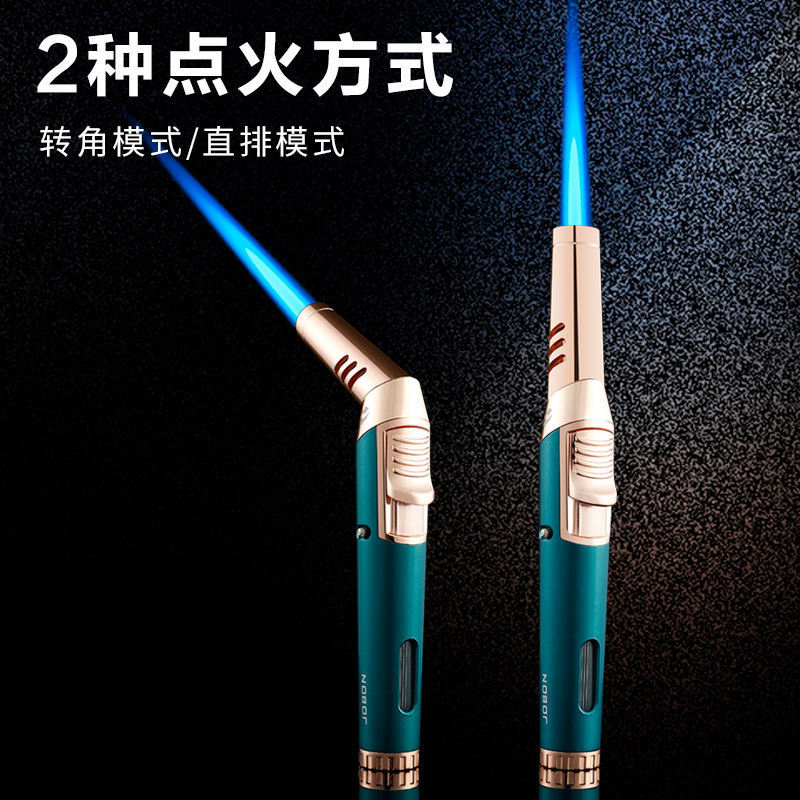 Christmas Family Dinner Windproof Blue Flame Cigar Lighter 360 Spin Mini Butane Gas Blow Torch for BBQ Kitchen