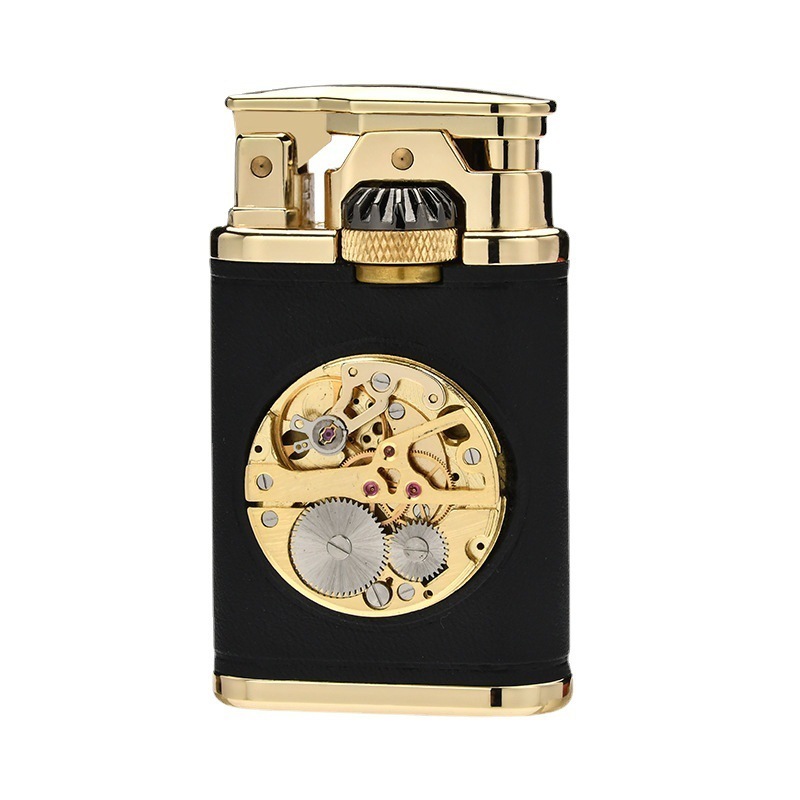 JUJI Wholesale Classic Kerosene CHIEF Lighter Gear Linkage Retro Grinding Wheel Personality Leather Watch Core Cigarette Lighter